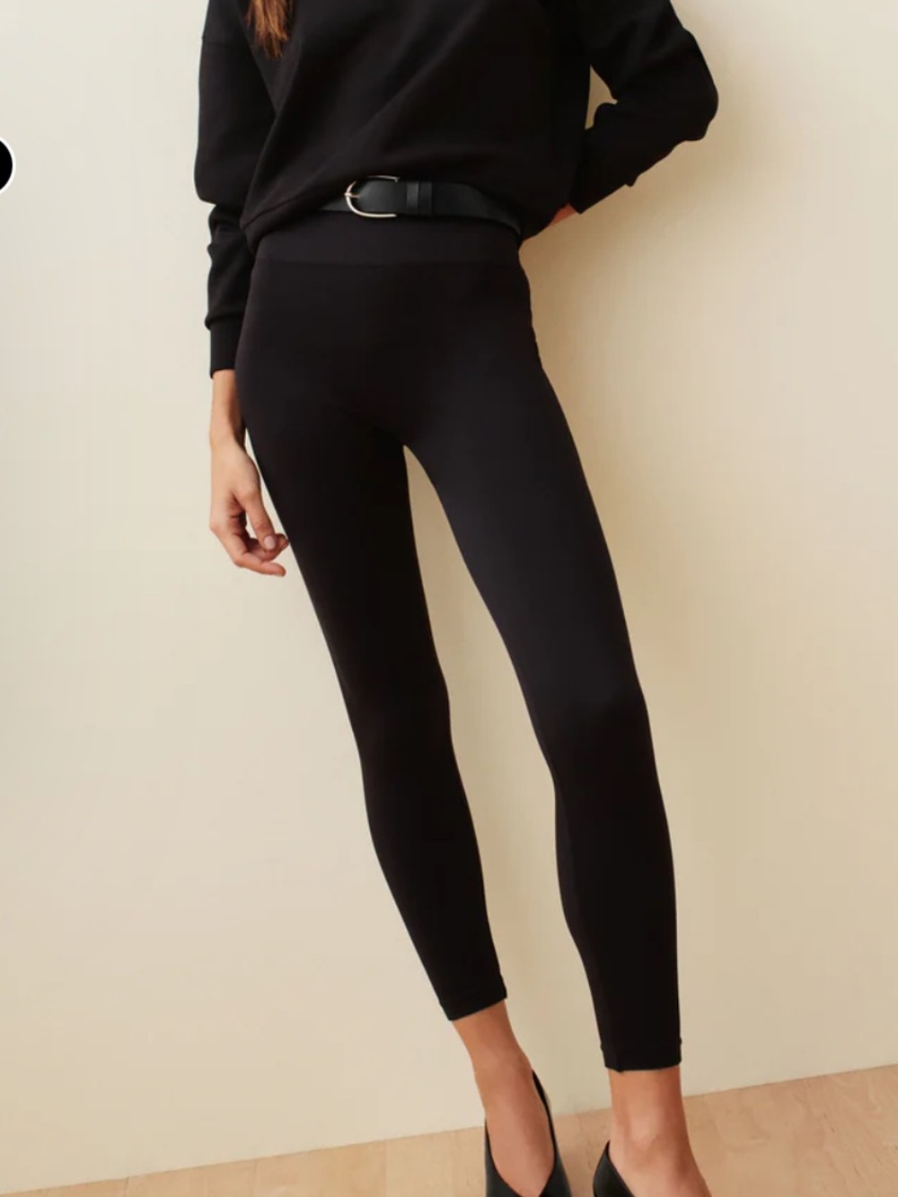 SPANX Black High-Waist Ribbed Knit Leggings